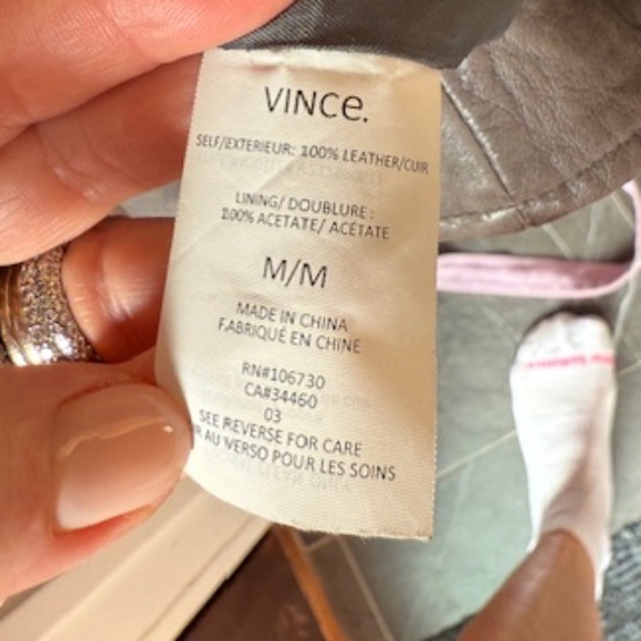 NWOT Vince Grey Leather Moto Jacket with Quilted Details - Size M - Picture 5 of 8